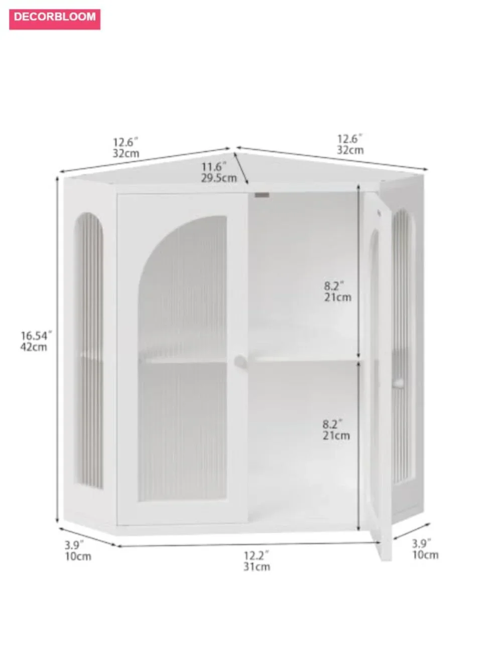 Corner Bread Box Double Layer Bamboo with Arched Acrylic Windows for Kitchen